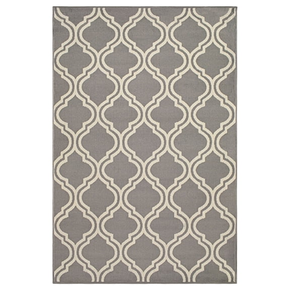 Superior Contemporary Ornamental Double Trellis Power-Loomed Indoor Area Rug, Gray, 3' x 5'