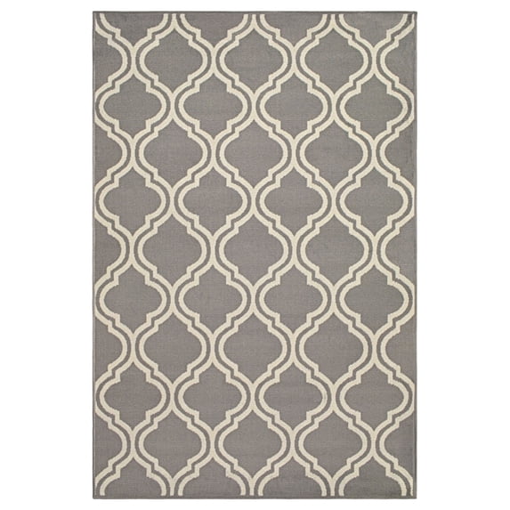 Superior Contemporary Ornamental Double Trellis Power-Loomed Indoor Area Rug, Gray, 6' x 9'