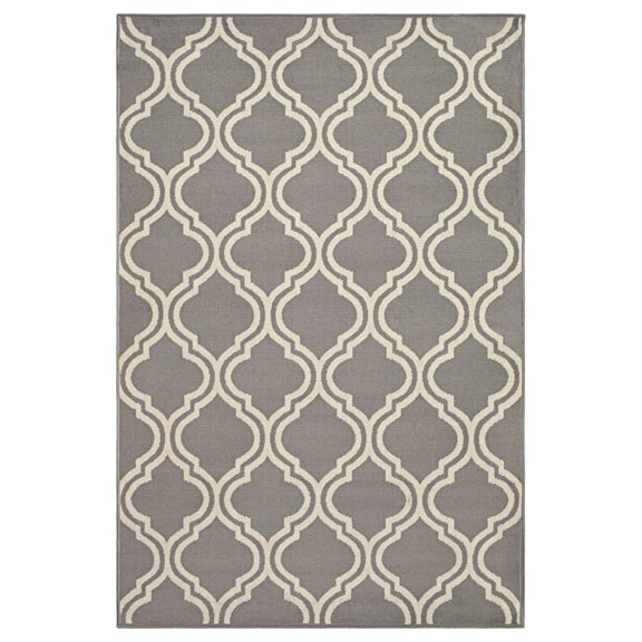 Superior Contemporary Ornamental Double Trellis Power-Loomed Indoor Area Rug, Gray, 8' x 10'