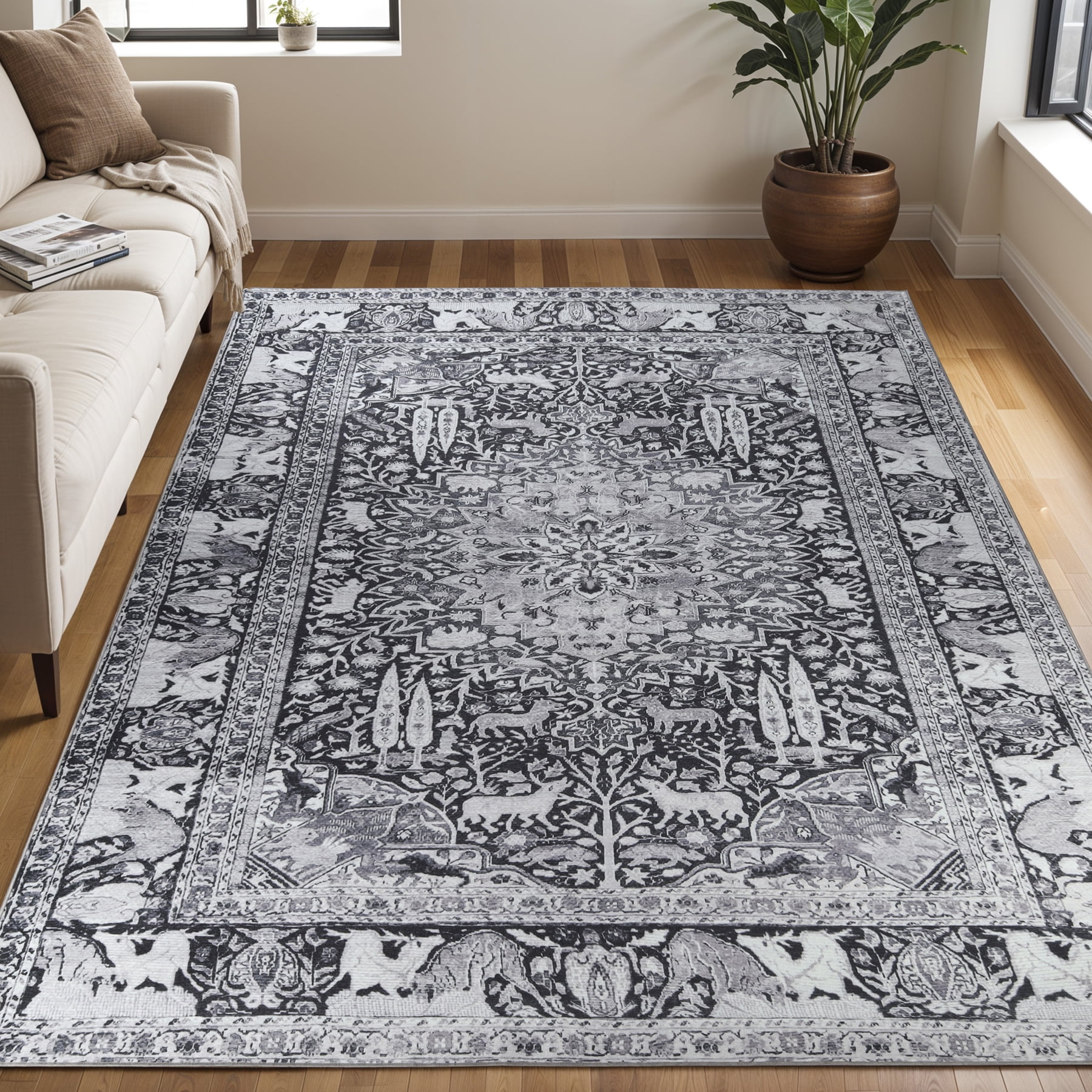 Superior Copley Oriental Medallion Indoor Area Rug, 7' 6" x 9' 6", Charcoal