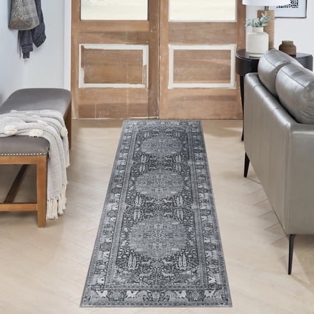 Superior Copley Oriental Medallion Indoor Runner Rug, 2' 6" x 7' 6", Charcoal