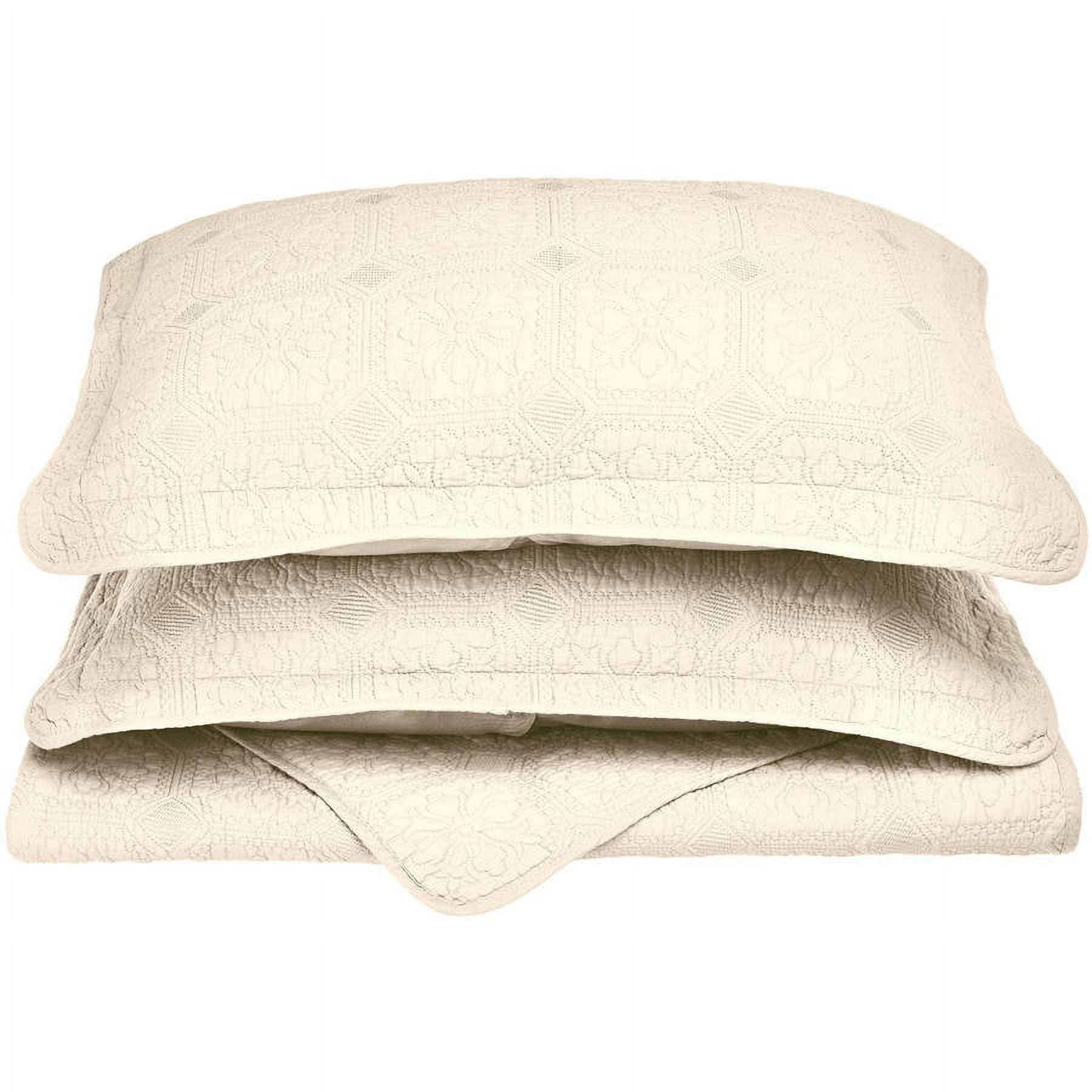 Ivory Full/Queen Reversible Cotton Quilt Set