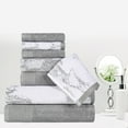 thumbnail image 1 of Superior Cotton 8 Piece Assorted Solid and Marble Towel Set, Grey, 1 of 8