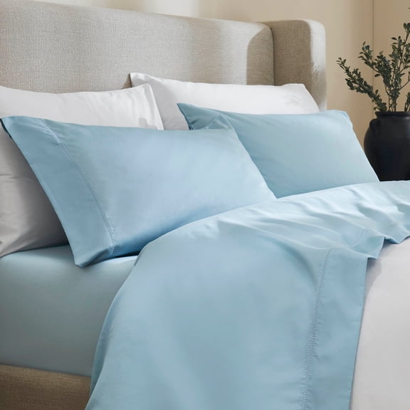 Superior Cotton Blend 600 Thread Count Embroidered Sheet Set, California King, Blue