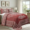 thumbnail image 1 of Superior Cotton Blend Woven Jacquard Vintage Medallion Bedspread Set 3-Pieces, Twin, Berry Red, 1 of 6
