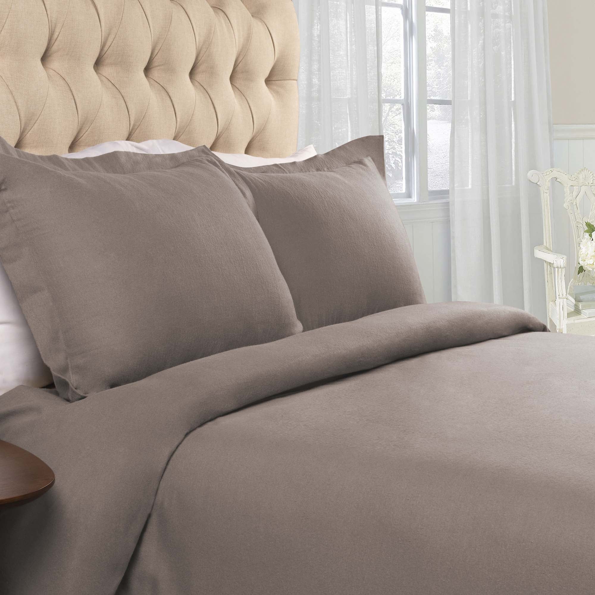 Superior Cotton Flannel Solid Duvet Cover Set, Full/Queen, Grey