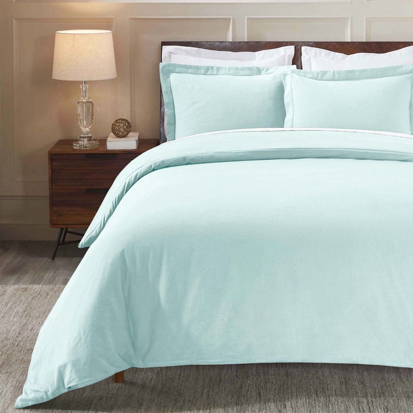 Superior Cotton Flannel Solid Duvet Cover Set, Full/Queen, Light Blue