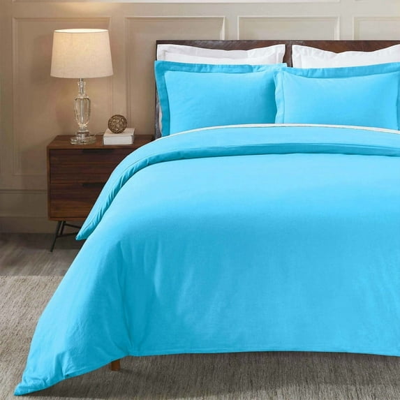 Superior Cotton Flannel Solid Duvet Cover Set, King/California King, Blue