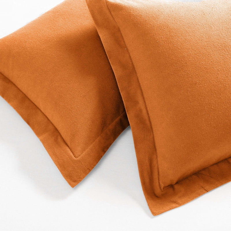Superior Cotton Flannel Solid Duvet Cover Set, King/California King, Pumpkin