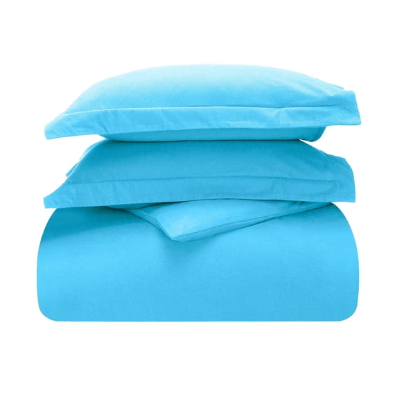 Superior Cotton Flannel Solid Duvet Cover Set, Twin, Blue