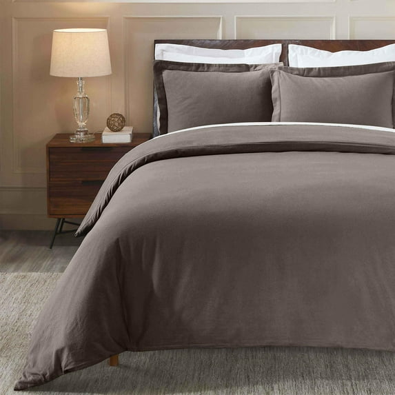 Superior Cotton Flannel Solid Duvet Cover Set, Twin, Charcoal
