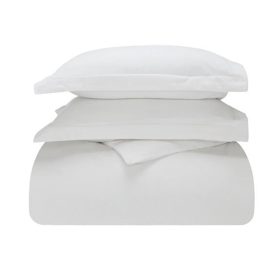 Superior Cotton Flannel Solid Duvet Cover Set, Twin, Ivory
