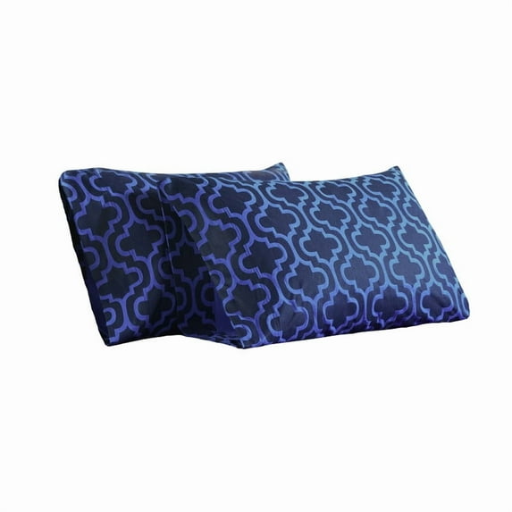 Superior Cotton Flannel Trellis Pillowcase Set, King, Navy Blue