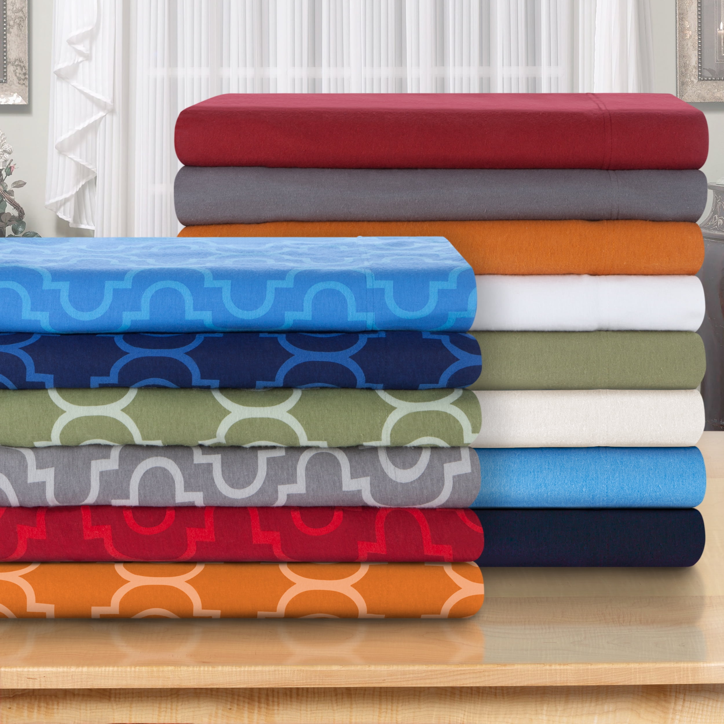 Standard Ivory and Burgundy Cotton Flannel Pillowcase Set