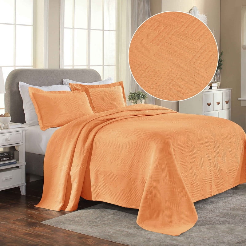 Cozy Cotton Full Bedspread Set with Geometric Pattern in Blue