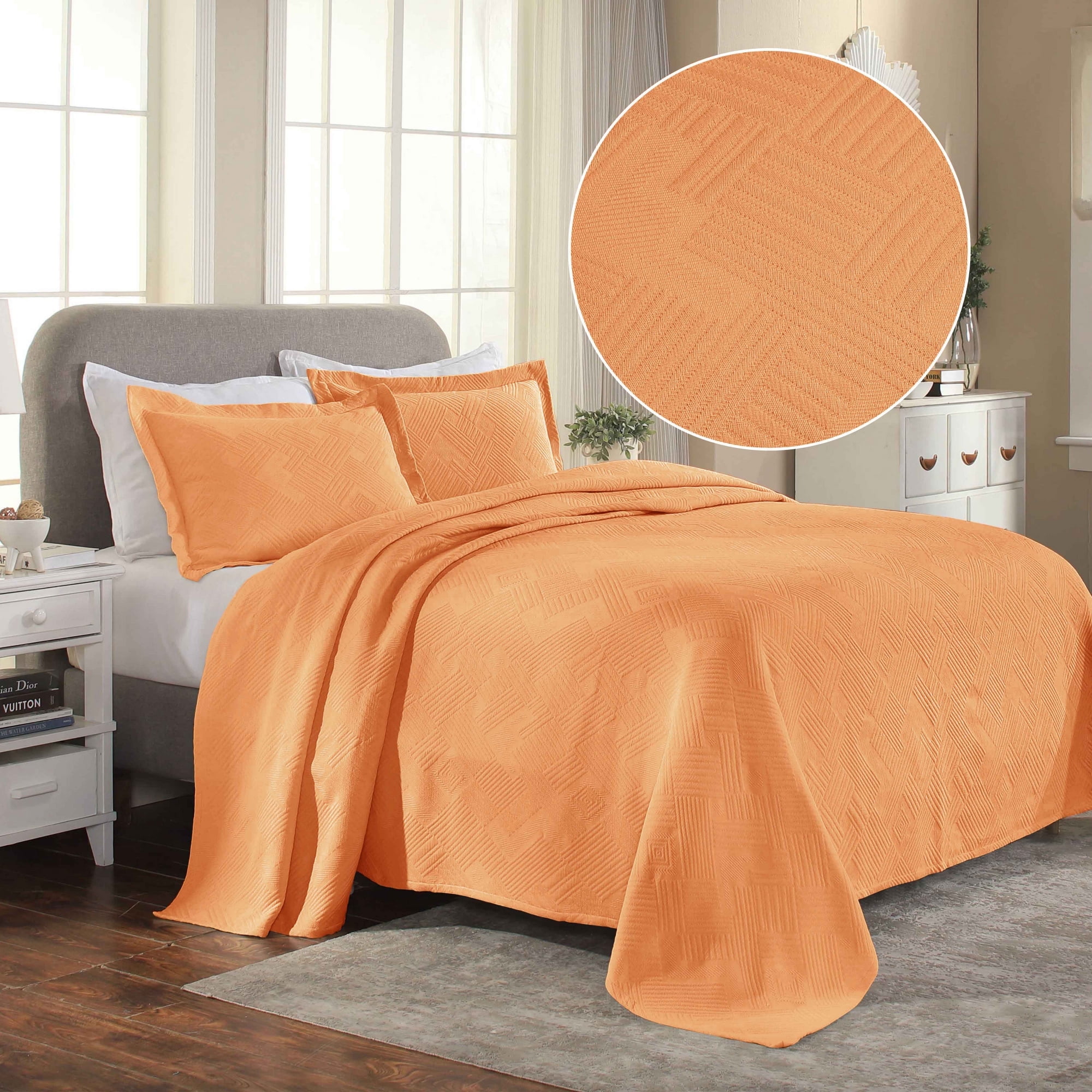 Cozy Cotton Full Bedspread Set with Geometric Pattern in Blue