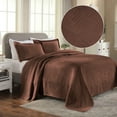 thumbnail image 1 of Superior Geometric Fret Cotton Decorative Bedspread and Sham Set, Queen, Cappuccino, 1 of 9