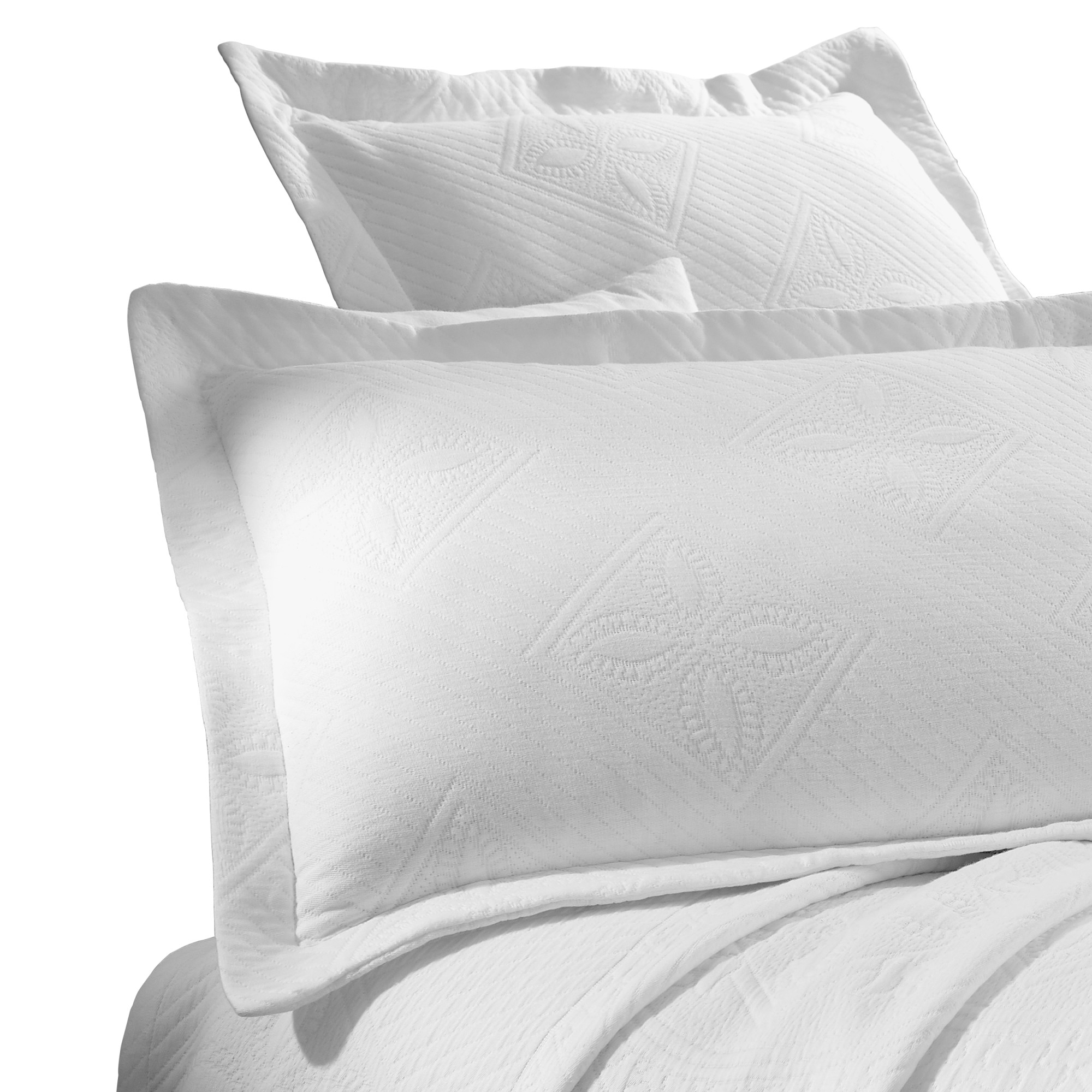 Superior Cotton Jacquard MatelasseCeltic Bedspread Set, Queen, White