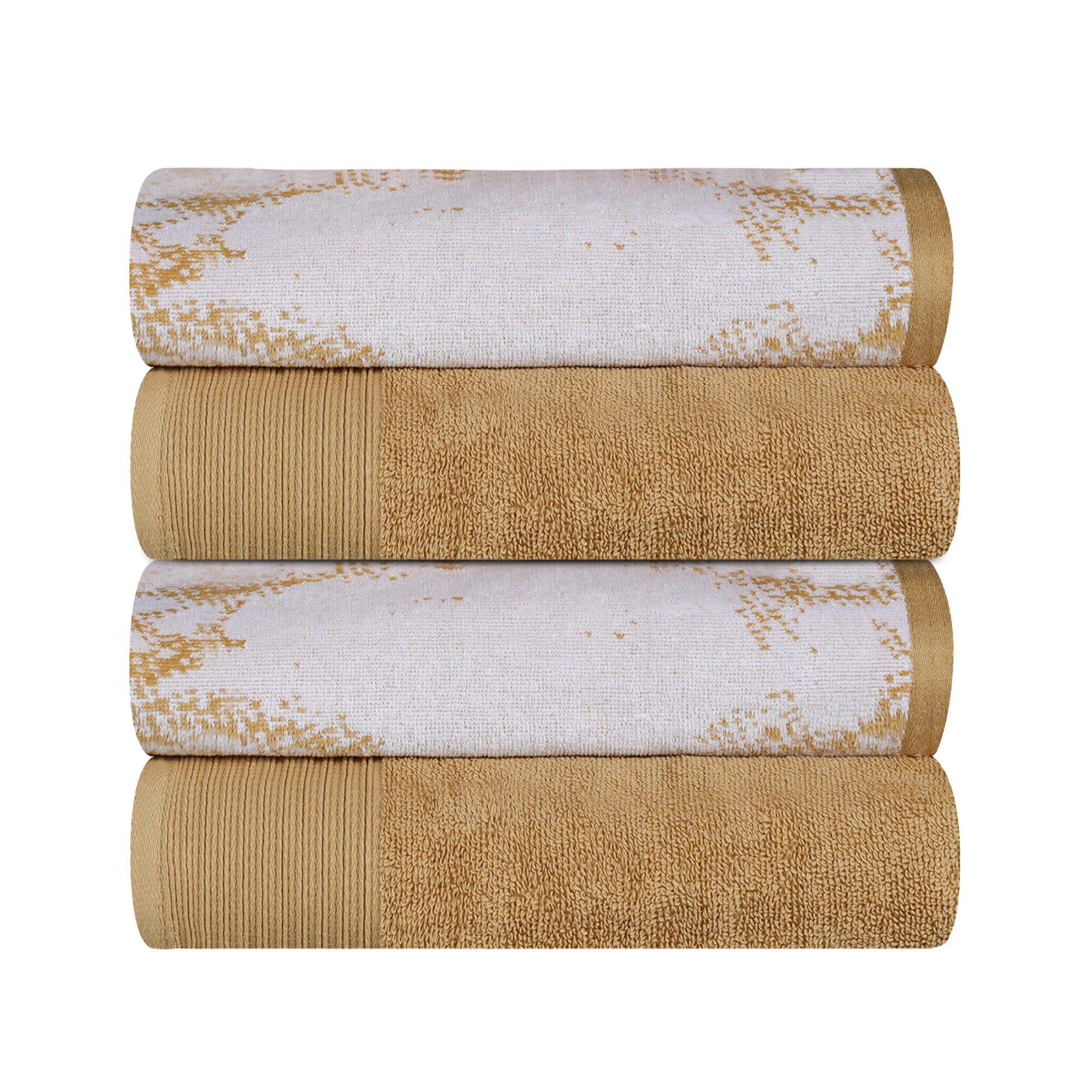 Superior Cotton Marble Jacquard Border Bath Towel Set of 4