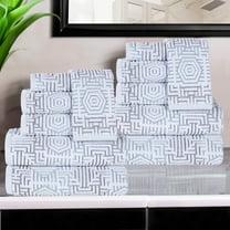 Superior Cotton Modern Jacquard 12-Piece Towel Set, Blue