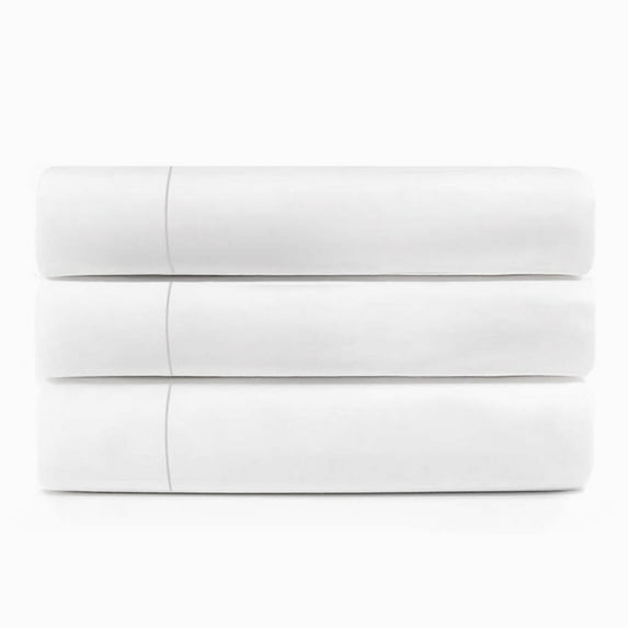 Superior Cotton Rich White Hotel Quality Flat Bed Sheets, Set of 3, Queen