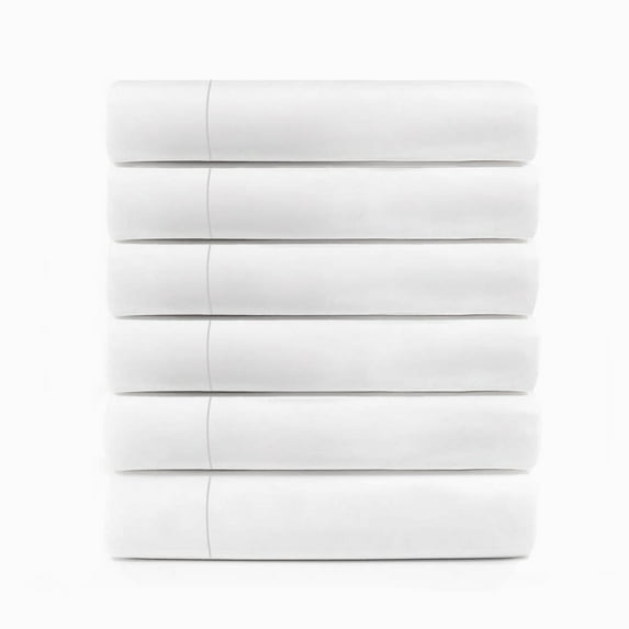 Superior Cotton Rich White Hotel Quality Flat Bed Sheets, Set of 6, Queen