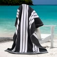 thumbnail image 1 of Superior Cotton Striped Oversized Beach Towel, 34" x 64", Charcoal, 1 of 4