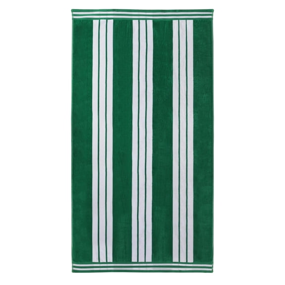 Superior Cotton Striped Oversized Beach Towel, 34" x 64", Dark Green