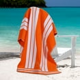 thumbnail image 1 of Superior Cotton Striped Oversized Beach Towel, 34" x 64", Orange, 1 of 12