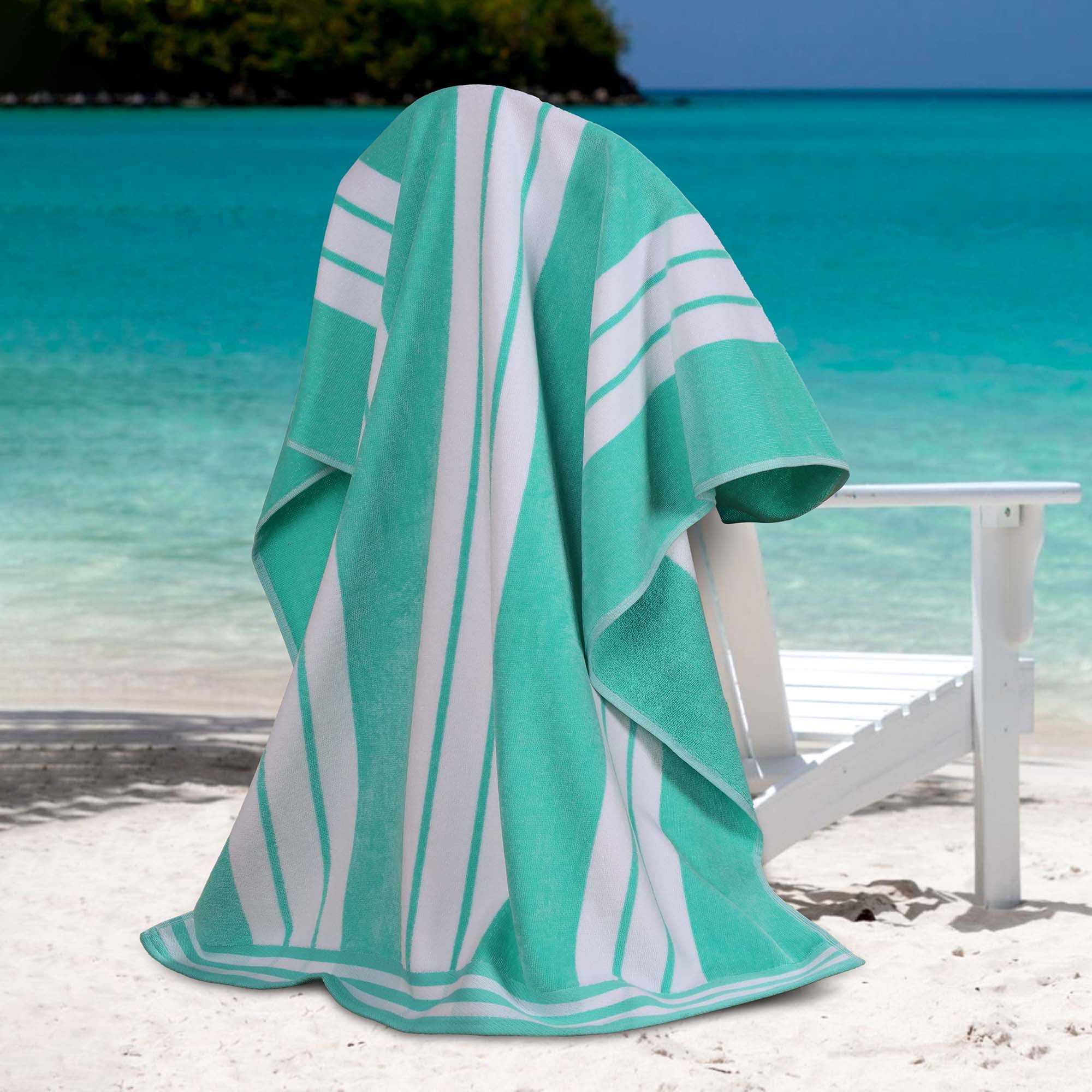 Superior Cotton Striped Oversized Beach Towel Set of 6, 34