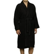 Superior Terry Cotton Adult Unisex Soft Lightweight Bathrobe, Extra-Large, Black
