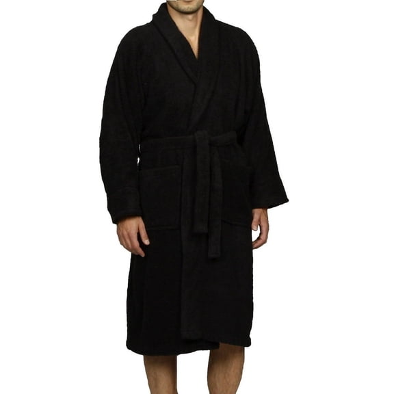 Superior Terry Cotton Adult Unisex Soft Lightweight Bathrobe, Extra-Large, Black