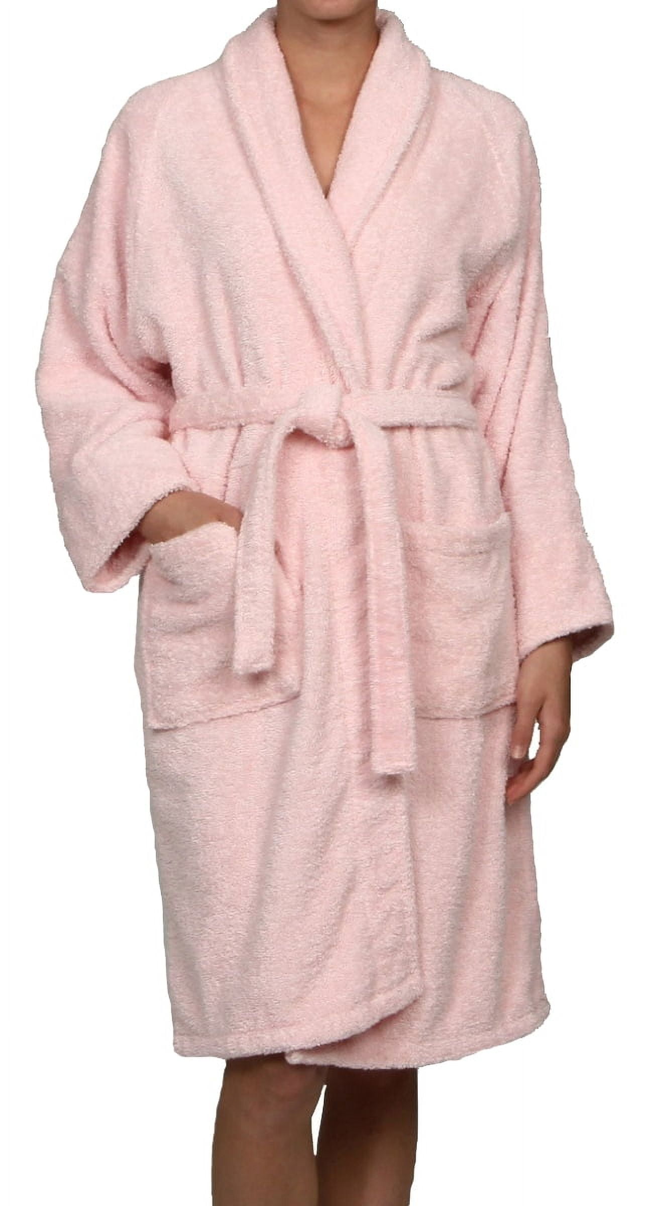 XL Pink Cotton Terry Cloth Unisex Bathrobe