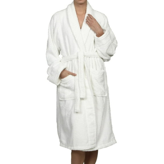 Superior Cotton Terry Adult Unisex Soft Lightweight Bathrobe, Large, White