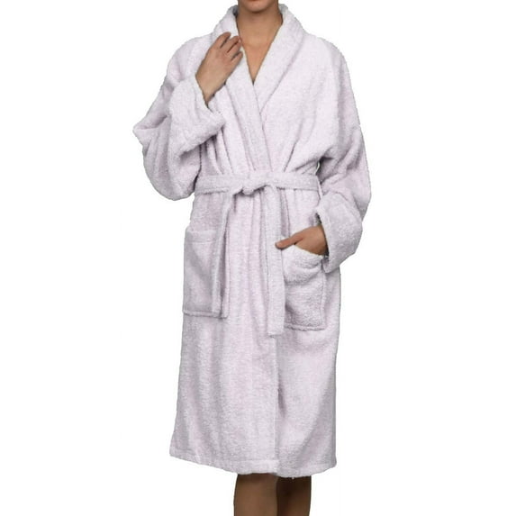 Superior Terry Cotton Adult Unisex Soft Lightweight Bathrobe, Medium, Lilac