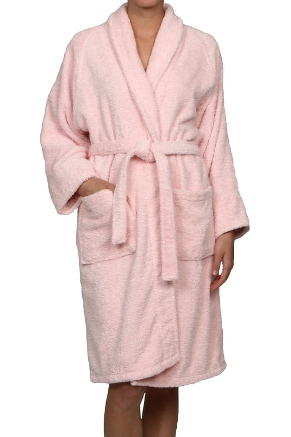 Terry Cotton Adult Unisex Soft Lightweight Bathrobe, Medium, Pink