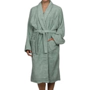 Superior Terry Cotton Adult Unisex Soft Lightweight Bathrobe, Medium, Sage