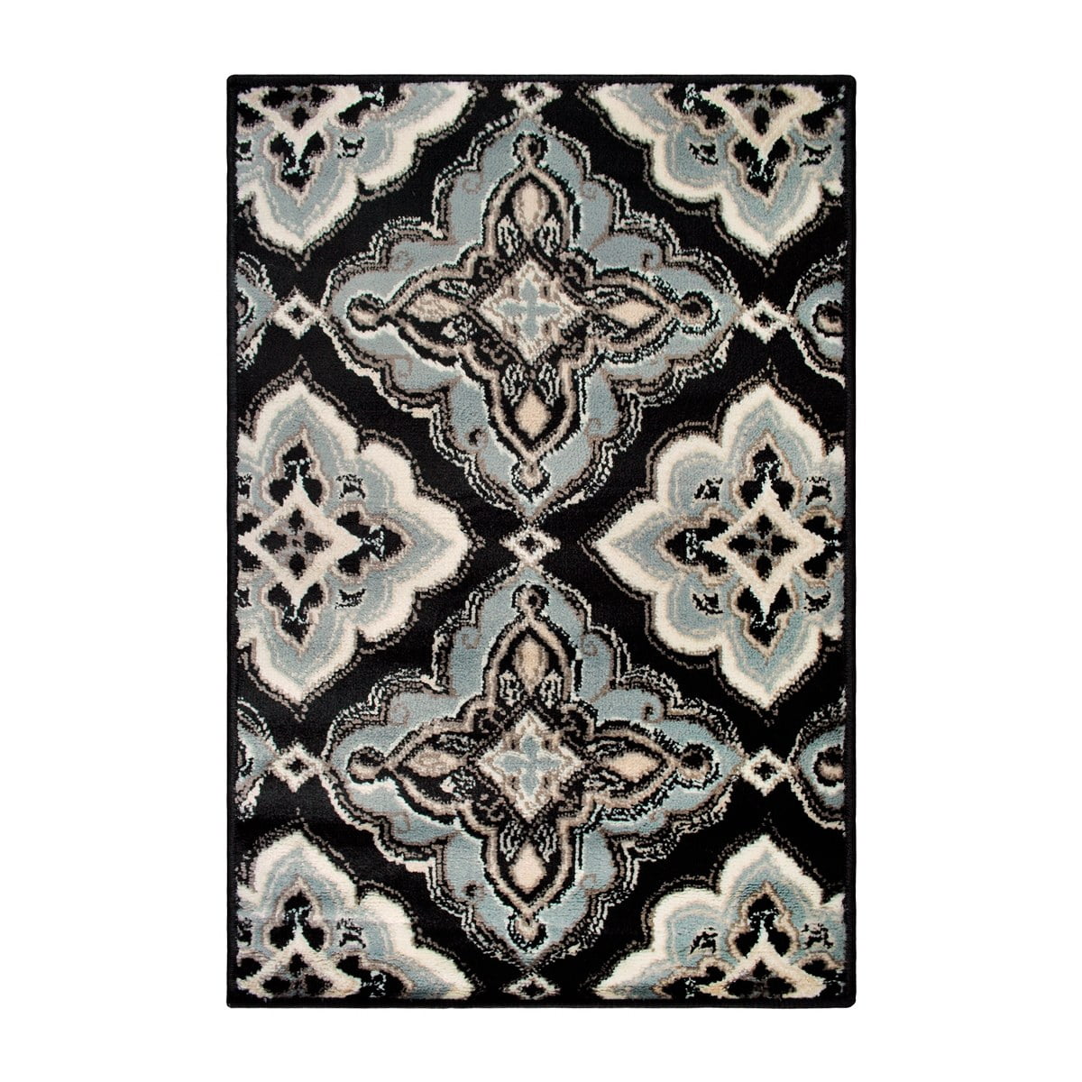 Macropod Medallion 8' x 10' Black Wool-Synthetic Blend Area Rug