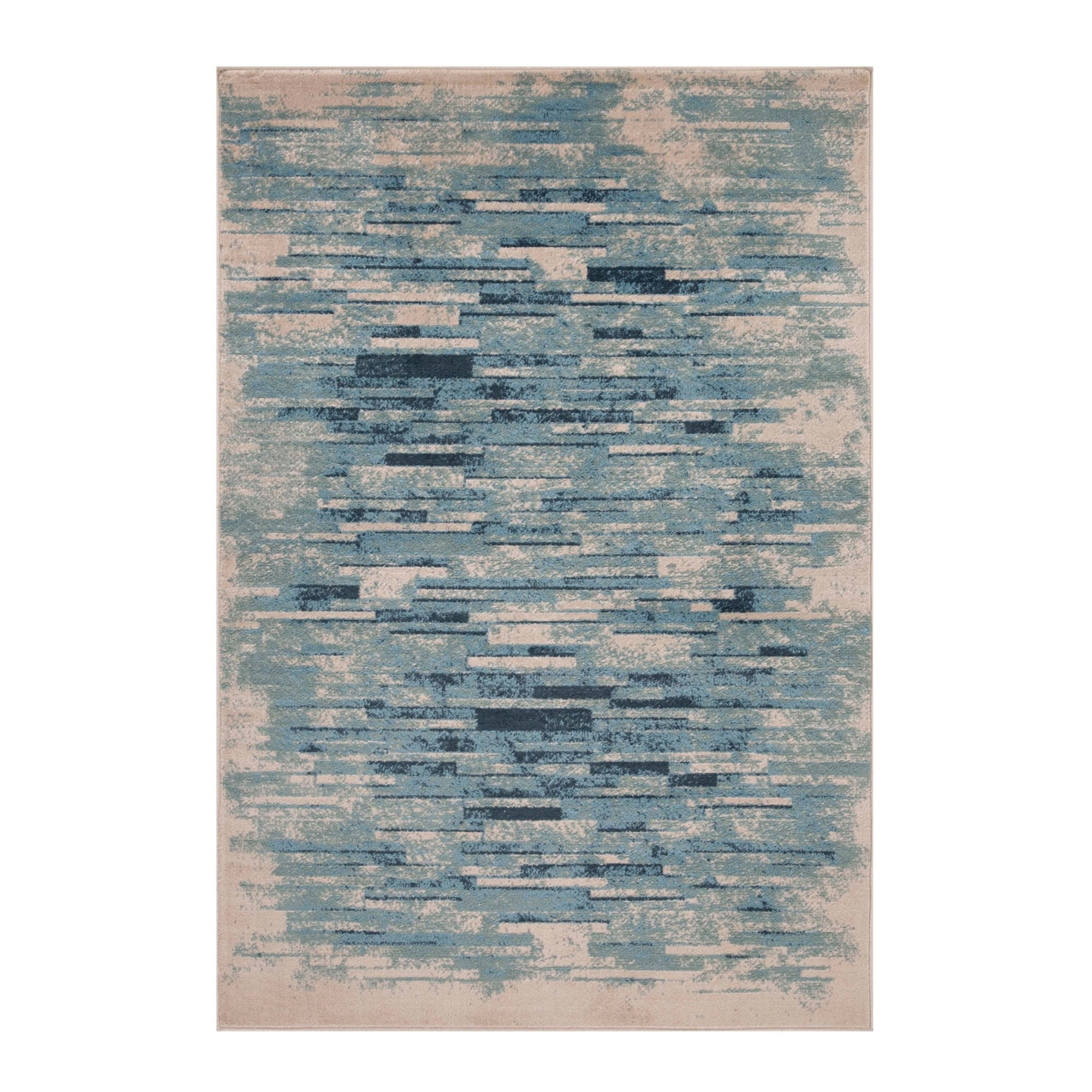 Blue Abstract Synthetic Indoor Area Rug, 5' x 8'