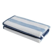 Superior Daines Checkered Cotton Beach Towel Set of 2, 34" x 64", Dusky Blue