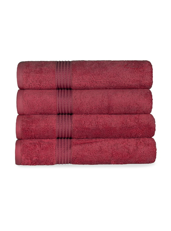 Superior Derry Classic 4-Piece Assorted Egyptian Cotton Bath Towel Set, Burgundy