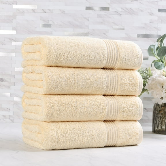Superior Derry Classic 4-Piece Assorted Ultra-Soft Absorbent Egyptian Cotton Bath Towel Set, Canary