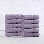 Superior Derry Solid Egyptian Cotton 10-Piece Face Towel Set, Royal Purple