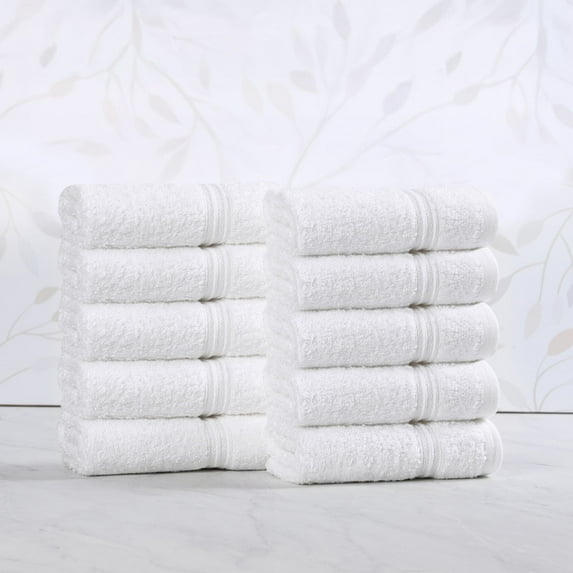 Superior Derry Solid Egyptian Cotton 10-Piece Face Towel Set, White