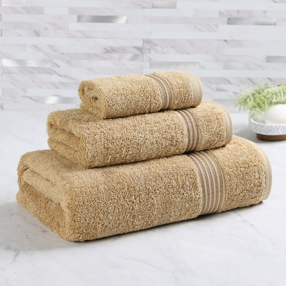 Superior Derry Solid Egyptian Cotton 3-piece Towel Set, Toast