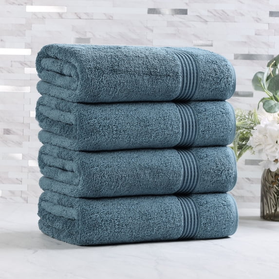 Superior Derry Solid Egyptian Cotton 4-Piece Bath Towel Set, Sapphire