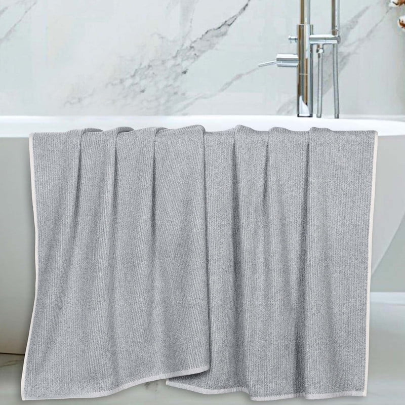 Superior Destin Viscose 2 Piece Cotton Blend Bath Sheet Set, Medium Weight Soft Towels, Denim Blue