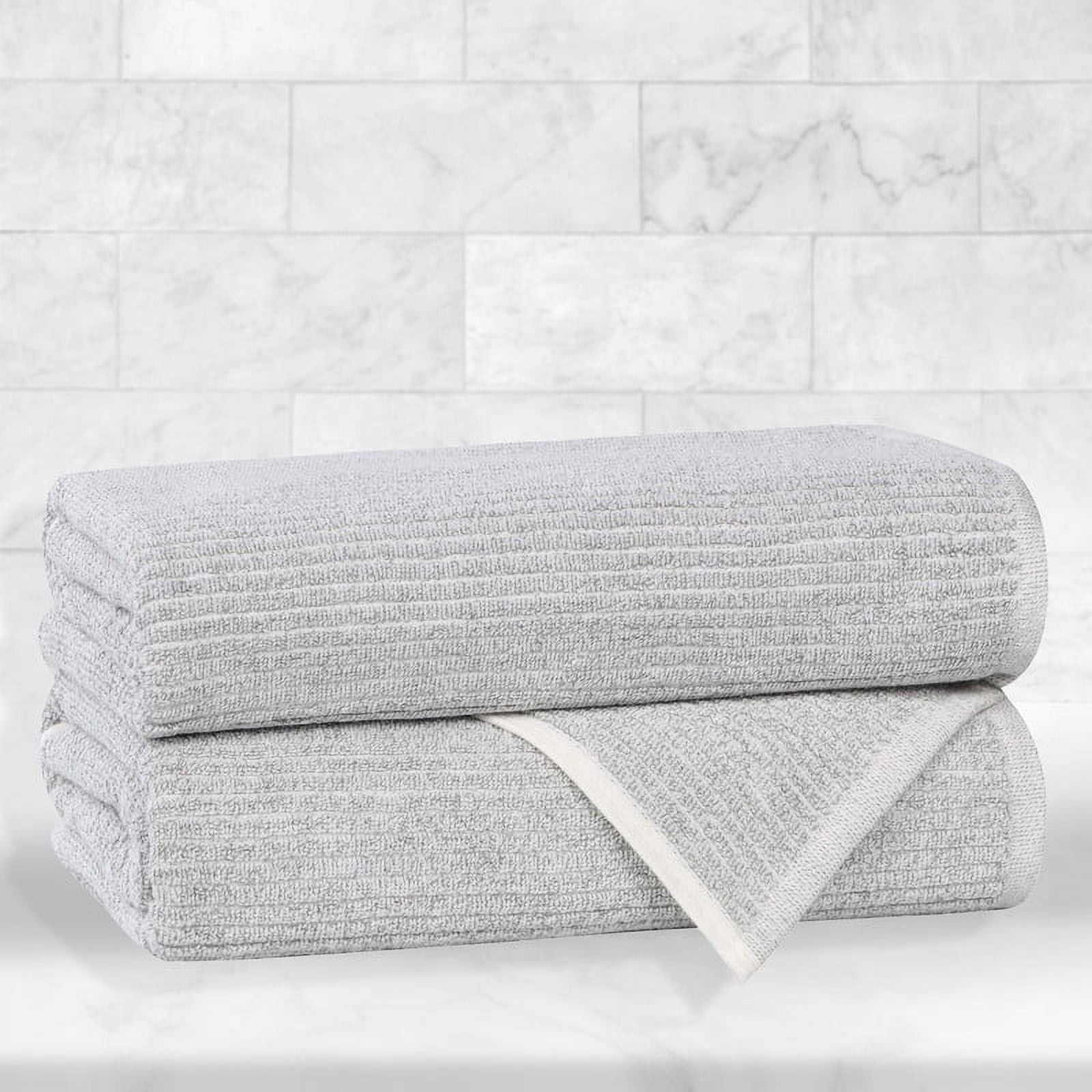 Superior Destin Viscose 2 Piece Cotton Blend Bath Towel Set, Medium Weight Soft Towels, Platinum