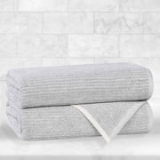 Superior Destin Viscose 2 Piece Cotton Blend Bath Towel Set, Medium Weight Soft Towels, Platinum