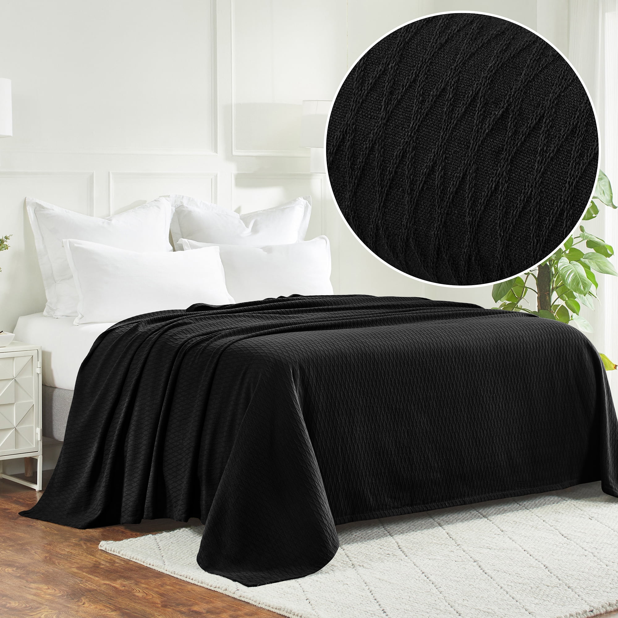 Superior Dobbyweave Knit Cotton Blanket, All Season Breathable Bed ...